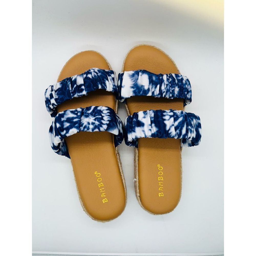 NEW Bamboo Navy Tie-Dye Superb Double-Strap Platform Slide Sandal Size 6.5 - Picture 2 of 9